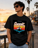 Sunset Balck Oversized Classic T-Shirt