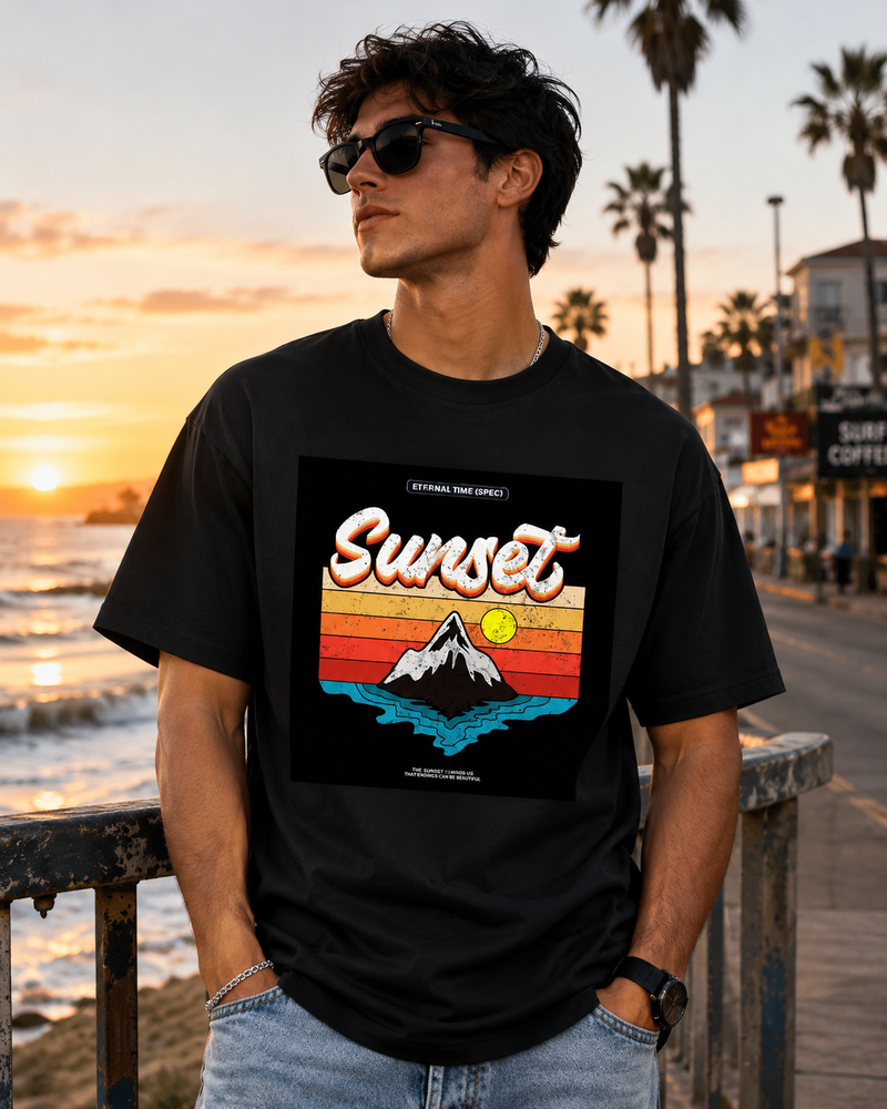 Sunset Balck Oversized Classic T-Shirt